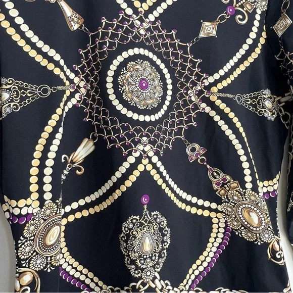 J. McLAUGHLIN Catalina Cloth Signature Tee 3/4 Sleeve Top Chain Jewels Small - Picture 11 of 11